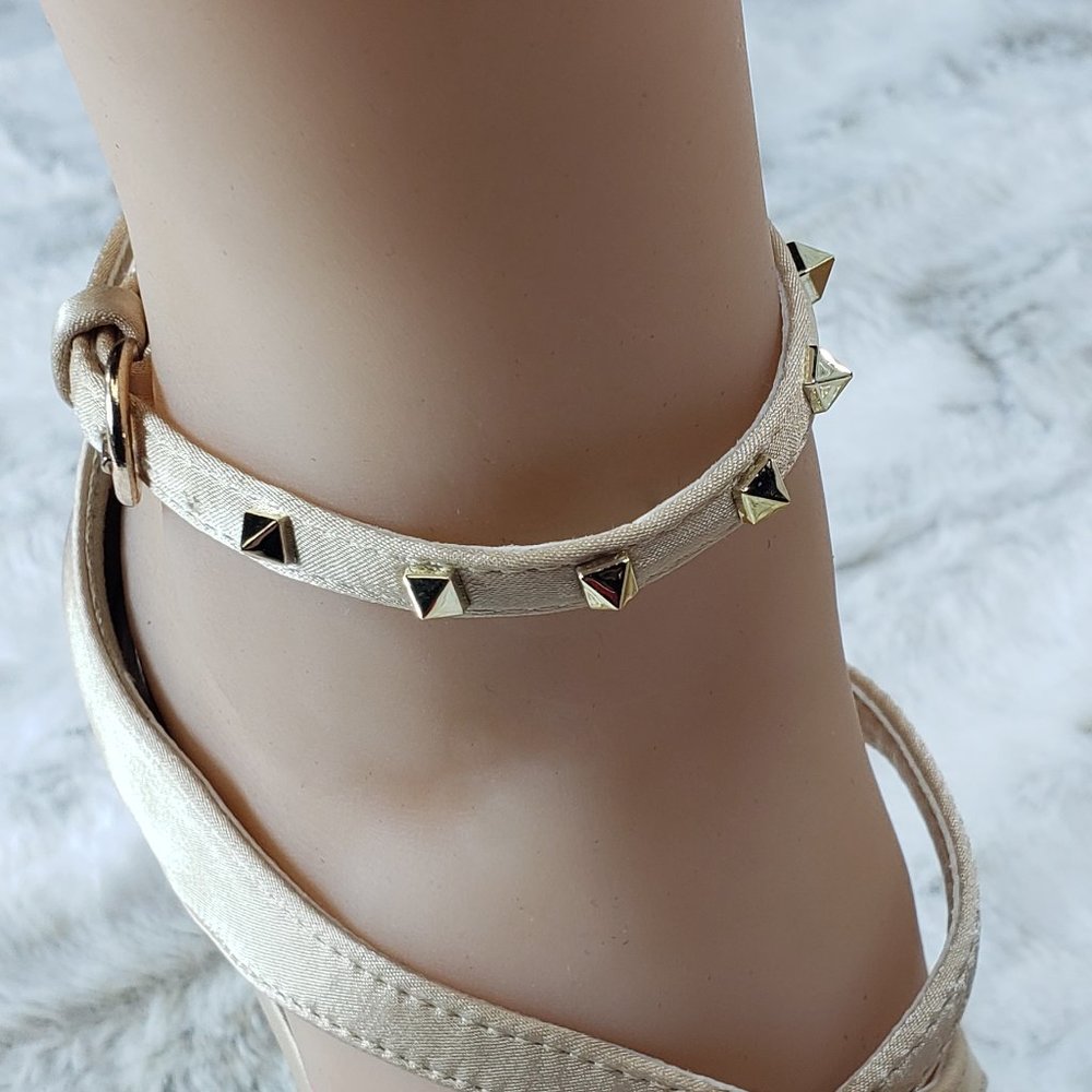 Red Cherry Gold Cross Strap 4.5" Stiletto High Heel Shoes Sizes Varies - Picture 5 of 9